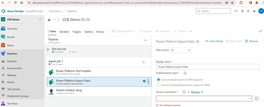 Power platform export data
